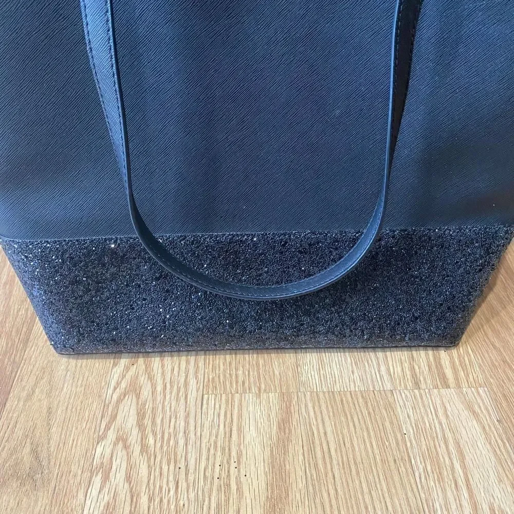 Kate Spade Greta Court Penny Glitter Large Tote Bag Black